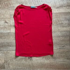 Alice + Olivia Fuchsia Satin Cap-Sleeve Blouse